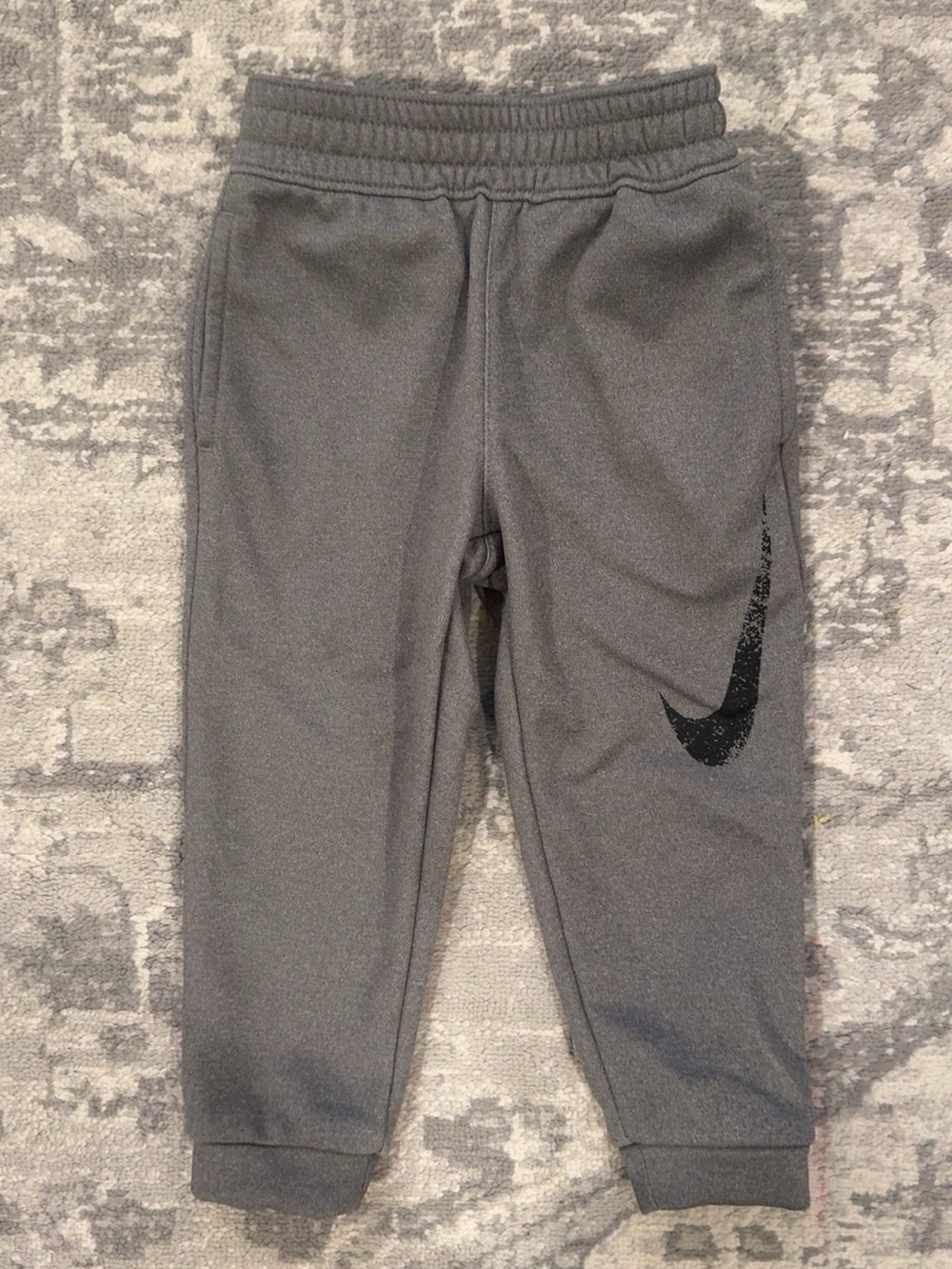 Nike Kids Gray Sweat Joggers with Black Swoosh